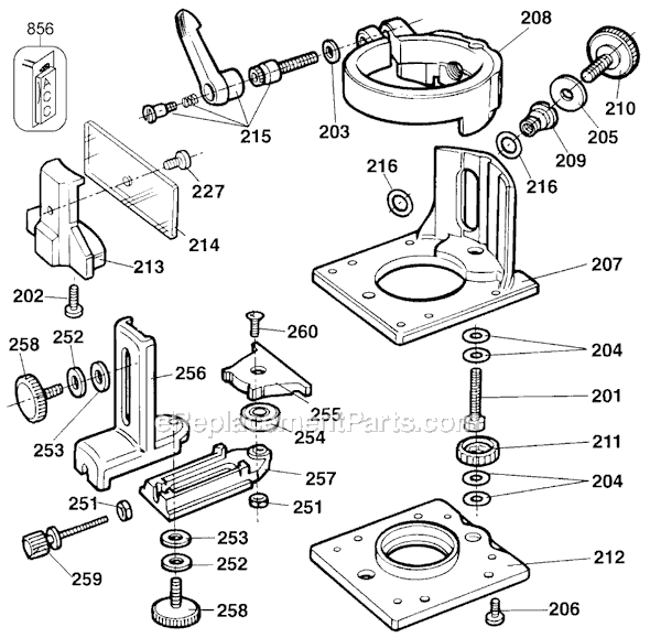 Page B Diagram and Parts List for 3280 Type 1 Black and Decker Router
